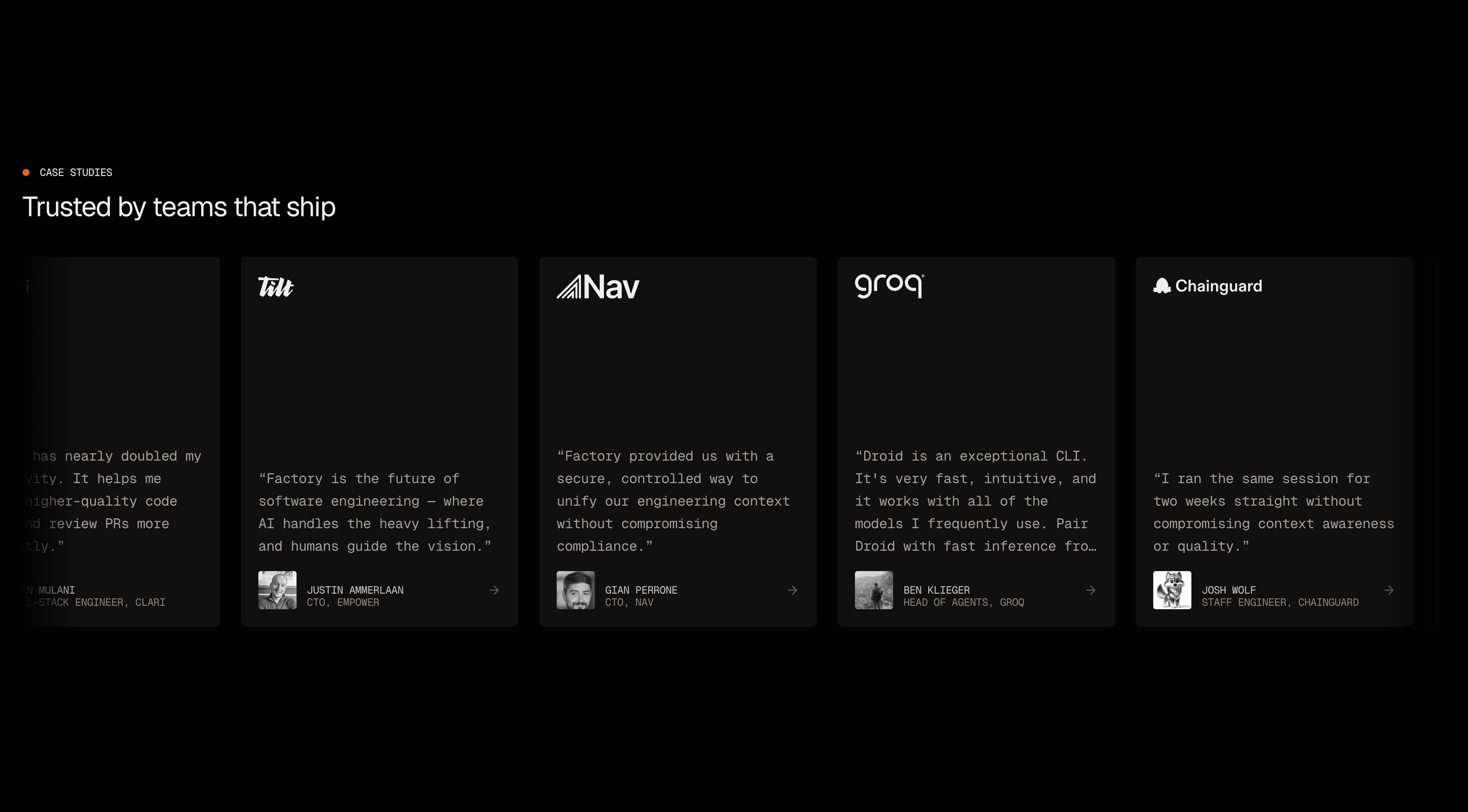 Factory product interface